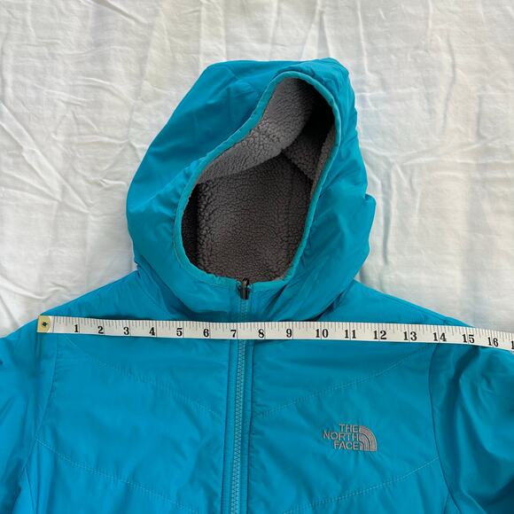 The North Face Hooded Fully Lined Blue Puffer Waterproof Jacket Girls L 14-16 - Picture 3 of 10